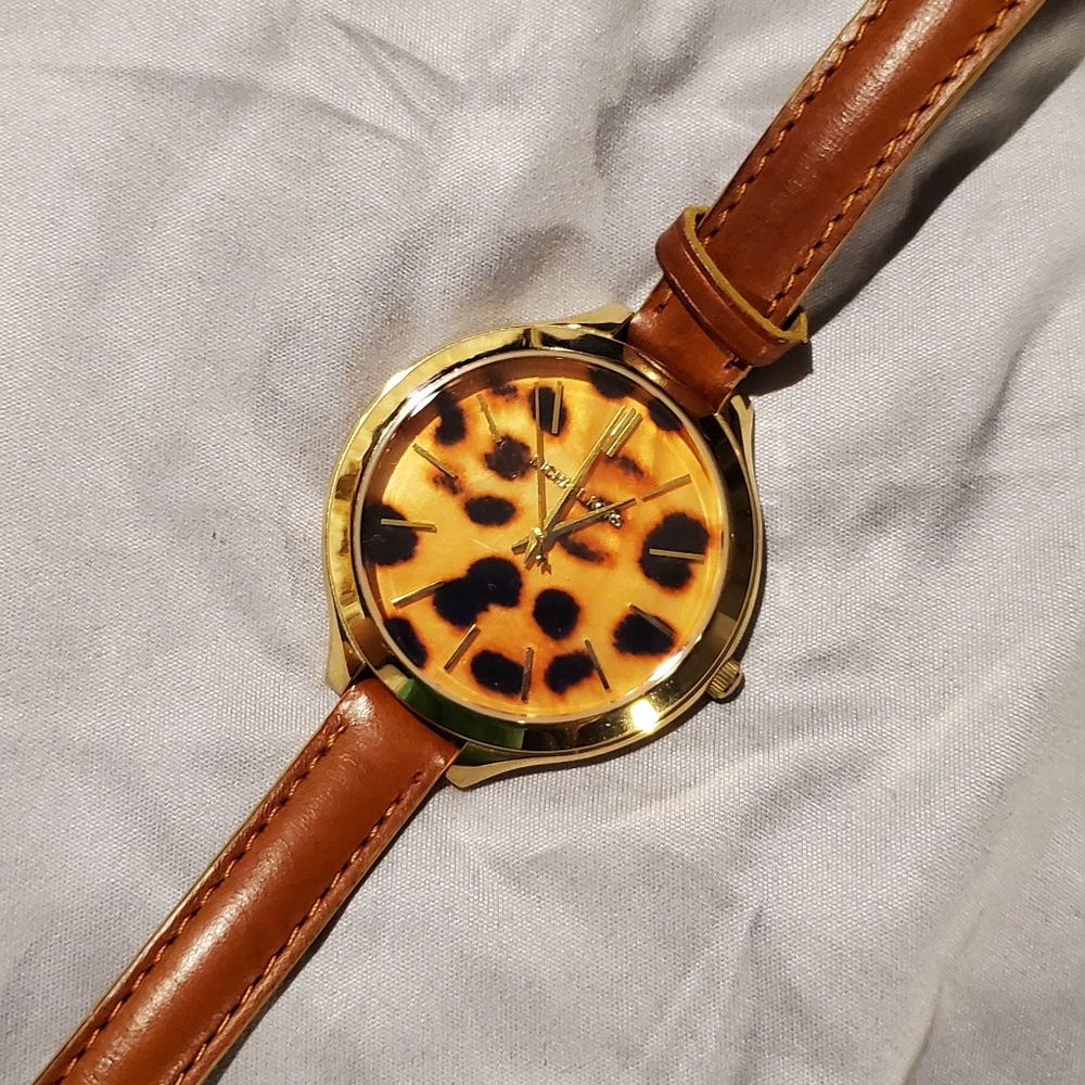 Michael Kors giraffe leather strap watch